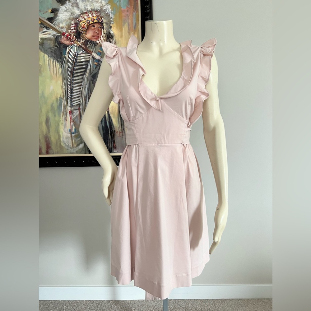 RED Valentino V-Neck Ruffled A-Line Dress - Picture 7 of 15